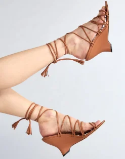 Fashion Cynthia Rowley All Tied Up Wedges CAMEL