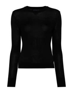 Outlet Cynthia Rowley Aspen Crewneck Knit Top BLACK