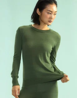 Sale Cynthia Rowley Aspen Crewneck Knit Top DRKGR