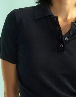 Best Cynthia Rowley Aspen Knit Polo BLACK