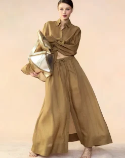 New Cynthia Rowley Baleira Blouse GLDYLW