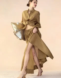 Online Cynthia Rowley Baleira Skirt GLDYLW