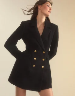 Clearance Cynthia Rowley Bardot Bouclé Blazer Dress BLACK