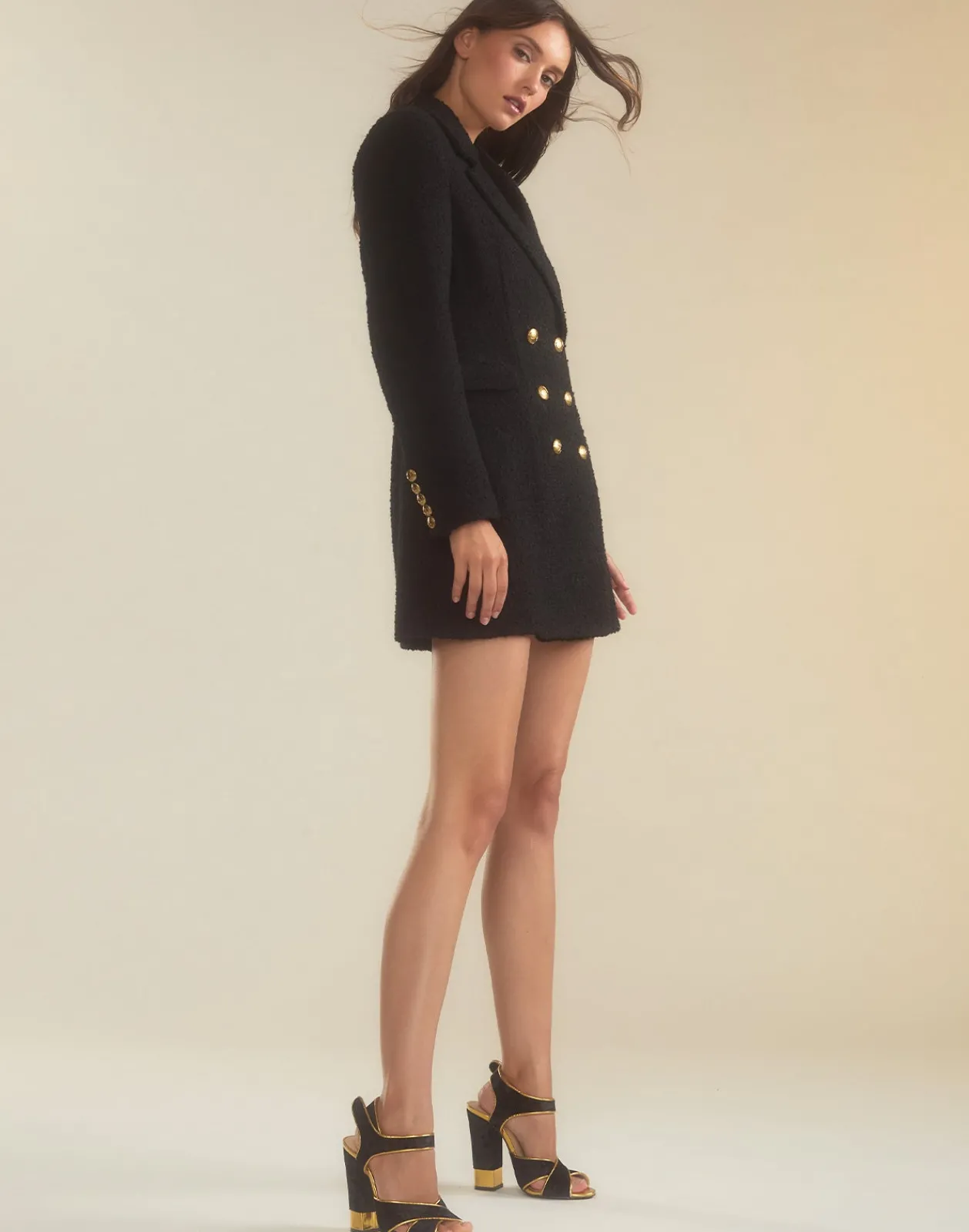 Clearance Cynthia Rowley Bardot Bouclé Blazer Dress BLACK