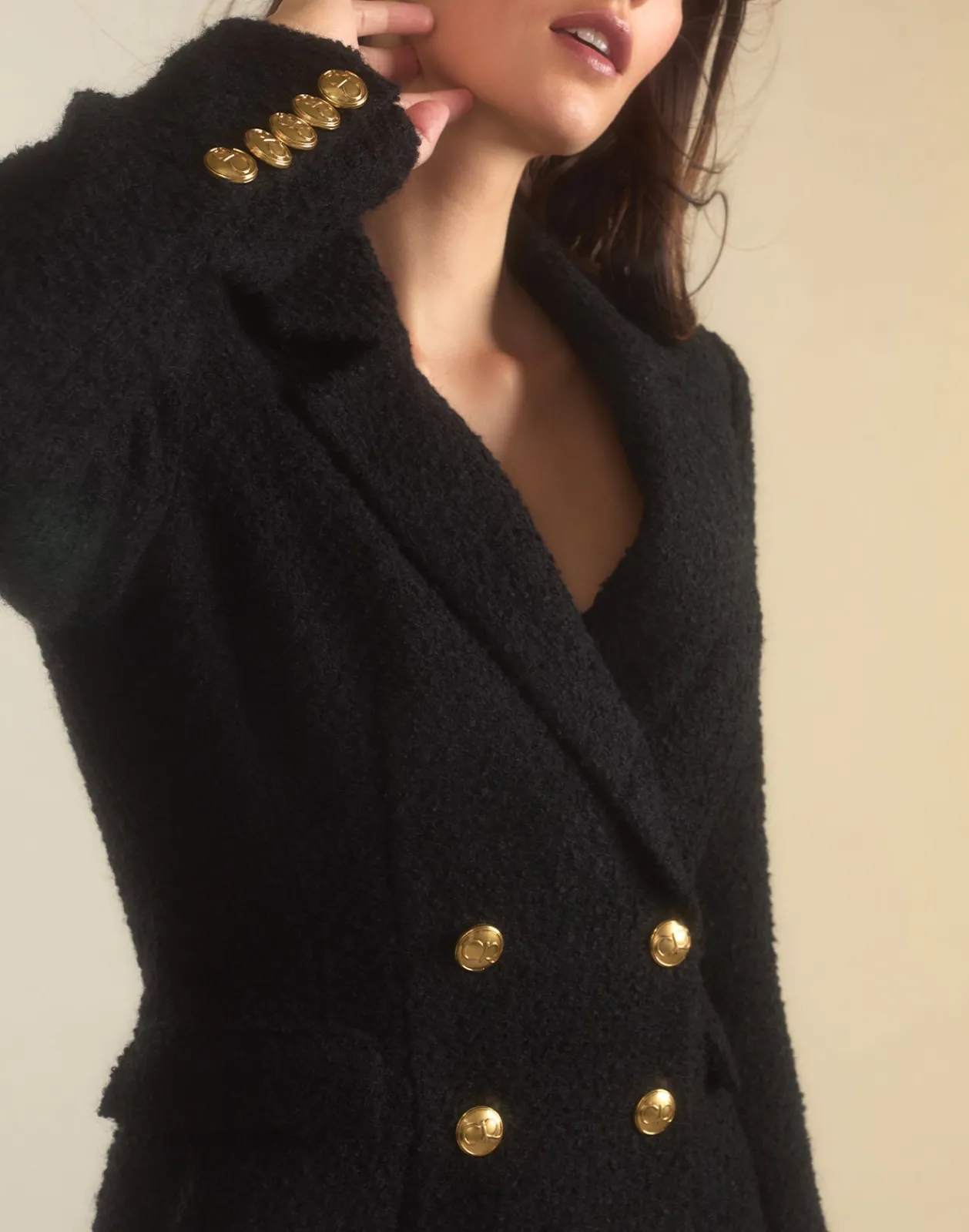 Clearance Cynthia Rowley Bardot Bouclé Blazer Dress BLACK