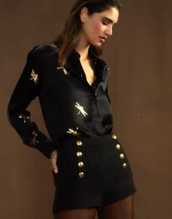 Discount Cynthia Rowley Bardot Bouclé Shorts BLACK