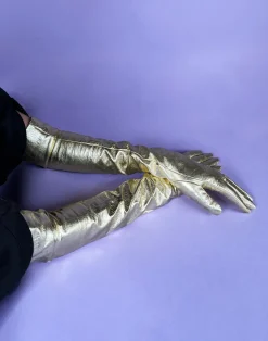 Best Cynthia Rowley Bea Long Metallic Leather Gloves