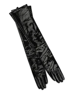 Best Cynthia Rowley Bea Long Patent Leather Gloves BLACK
