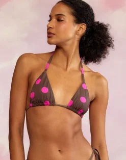 Online Cynthia Rowley Becca String Bikini Top BRWPNK