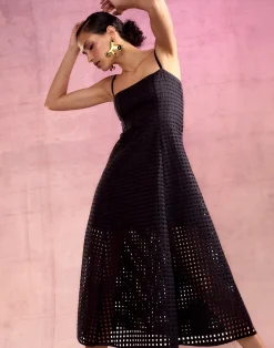 Discount Cynthia Rowley Birdcage Midi Dress BLACK