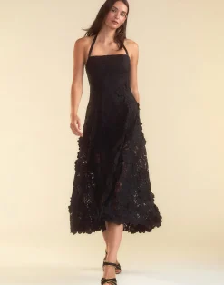 Sale Cynthia Rowley Blooming Lace Halter Dress BLACK
