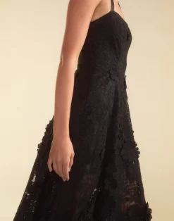 Sale Cynthia Rowley Blooming Lace Halter Dress BLACK