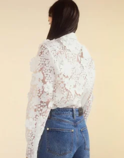 Outlet Cynthia Rowley Blooming Lace Shirt White