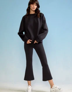 Online Cynthia Rowley Bonded Pullover Sweatshirt BLACK
