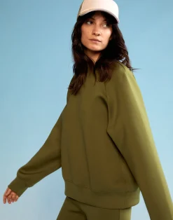 Sale Cynthia Rowley Bonded Pullover Sweatshirt DRKGR