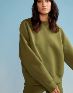 Sale Cynthia Rowley Bonded Pullover Sweatshirt DRKGR