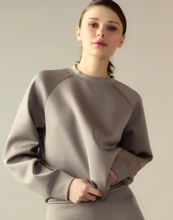 Clearance Cynthia Rowley Bonded Pullover Sweatshirt GRAY