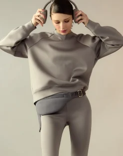 Clearance Cynthia Rowley Bonded Pullover Sweatshirt GRAY