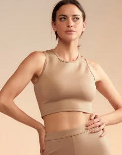 New Cynthia Rowley Bonded Racer Tank CAMEL