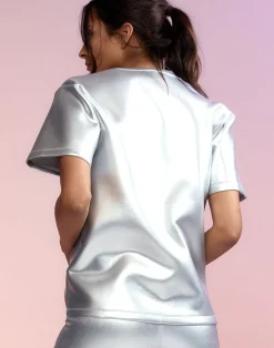 Fashion Cynthia Rowley Bonded Tee Silver