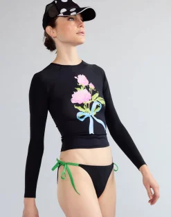 Outlet Cynthia Rowley Bouquet Ribbon Rashguard BLKFL