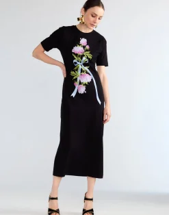 Best Cynthia Rowley Bouquet Ribbon Tee Dress BLKFL