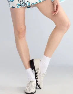 Outlet Cynthia Rowley Braided Leather Loafer White