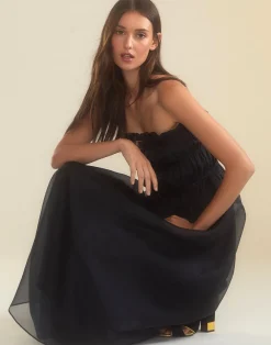 Discount Cynthia Rowley Buckle Up Silk Organza Dress BLACK