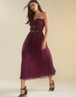 Clearance Cynthia Rowley Buckle Up Silk Organza Dress BRGDY