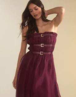 Clearance Cynthia Rowley Buckle Up Silk Organza Dress BRGDY