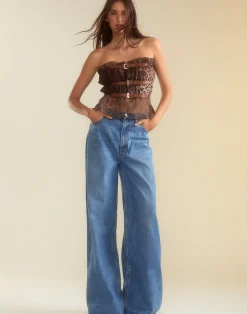 Discount Cynthia Rowley Buckle Up Silk Organza Top LEOPD