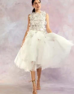 New Cynthia Rowley Butterfly Tulle Skirt White