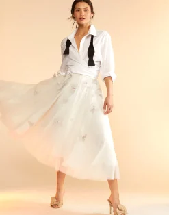 New Cynthia Rowley Butterfly Tulle Skirt White
