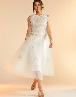 New Cynthia Rowley Butterfly Tulle Skirt White