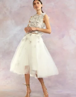 New Cynthia Rowley Butterfly Tulle Skirt White