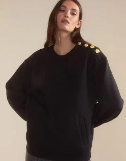 Best Cynthia Rowley Button Up Sweatshirt BLACK