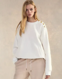 Outlet Cynthia Rowley Button Up Sweatshirt White