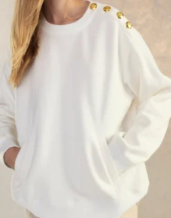 Outlet Cynthia Rowley Button Up Sweatshirt White