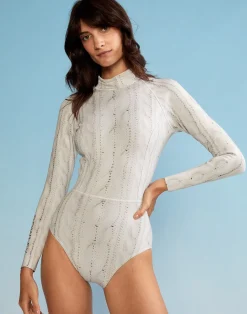 Outlet Cynthia Rowley Cable Knit Wetsuit CREAM