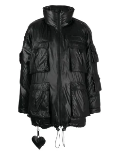 Discount Cynthia Rowley Cargo Pocket Puffer Coat BLACK