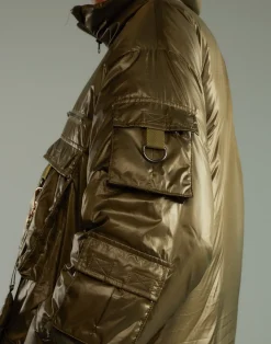 Sale Cynthia Rowley Cargo Pocket Puffer Coat GREEN