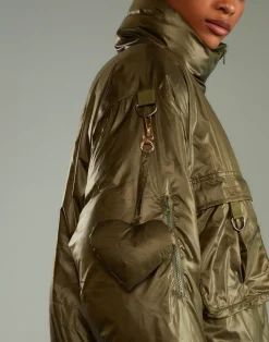 Sale Cynthia Rowley Cargo Pocket Puffer Coat GREEN