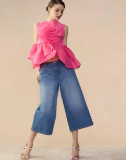 Online Cynthia Rowley Chloe Organza Flower Top HTPNK