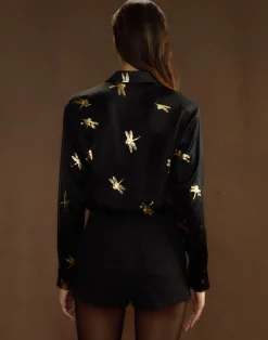 Online Cynthia Rowley Collectible Silk Shirt BLKGLD