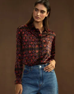 New Cynthia Rowley Collectible Silk Shirt GEOBLRD