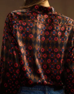 New Cynthia Rowley Collectible Silk Shirt GEOBLRD