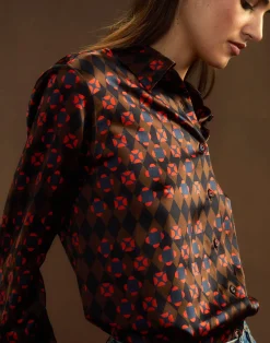 New Cynthia Rowley Collectible Silk Shirt GEOBLRD