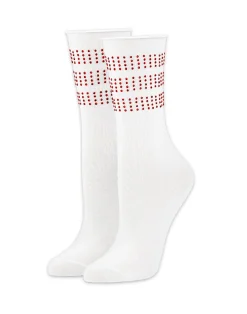 Outlet Cynthia Rowley Crystal Sport Socks WHTRED