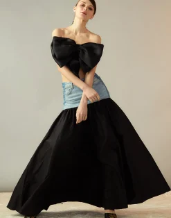 Online Cynthia Rowley Denim Taffeta Skirt BLACK