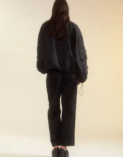 Hot Cynthia Rowley Downtown Quilted Bomber Jacket BLACK